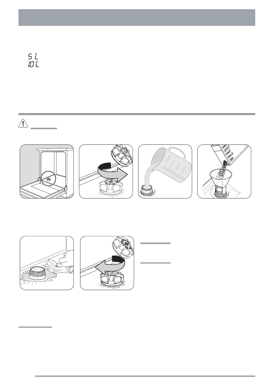 Filling with dishwasher salt | Zanussi ZSF 6161 User Manual | Page 12 / 28