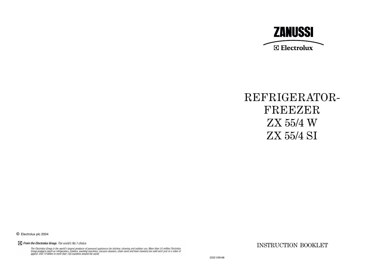 Zanussi ZX 55/4 W User Manual | 20 pages