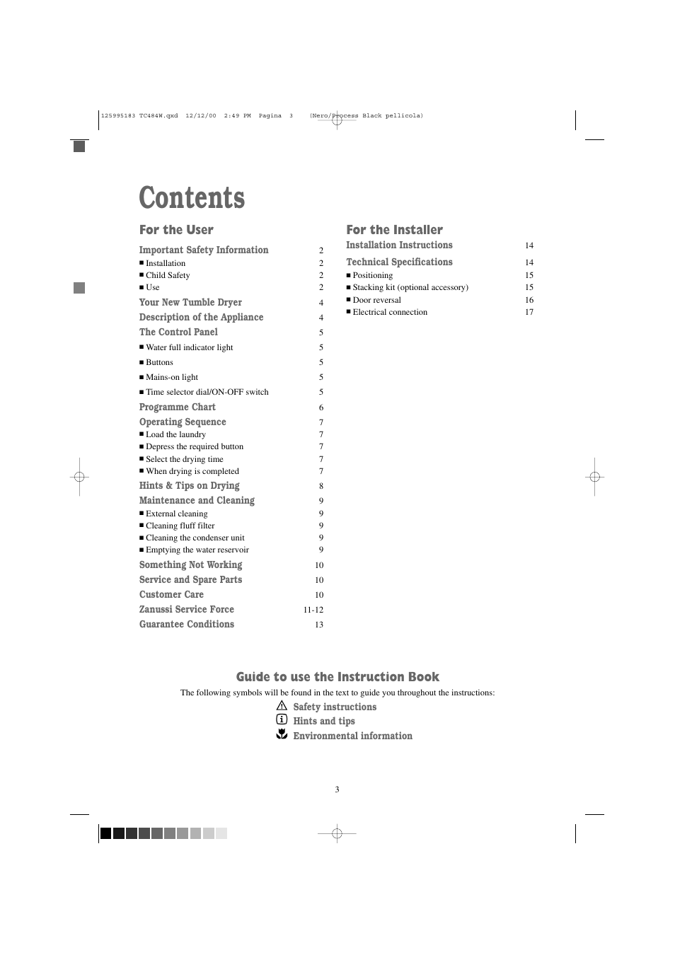 Zanussi TC 484 W User Manual | Page 3 / 18