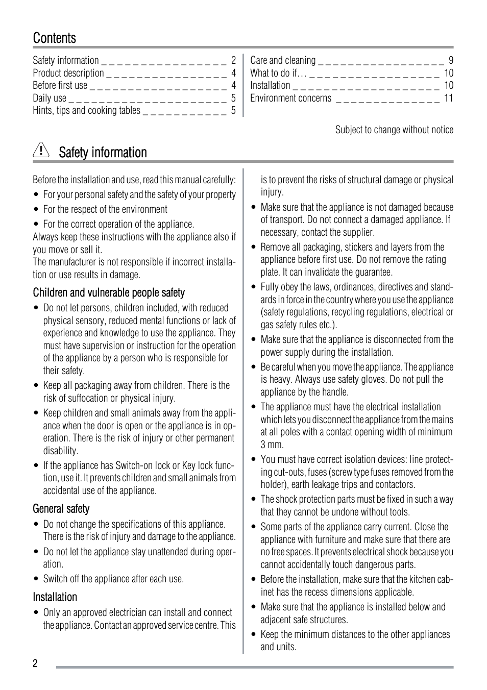 Zanussi ZOB 230 User Manual | Page 2 / 12