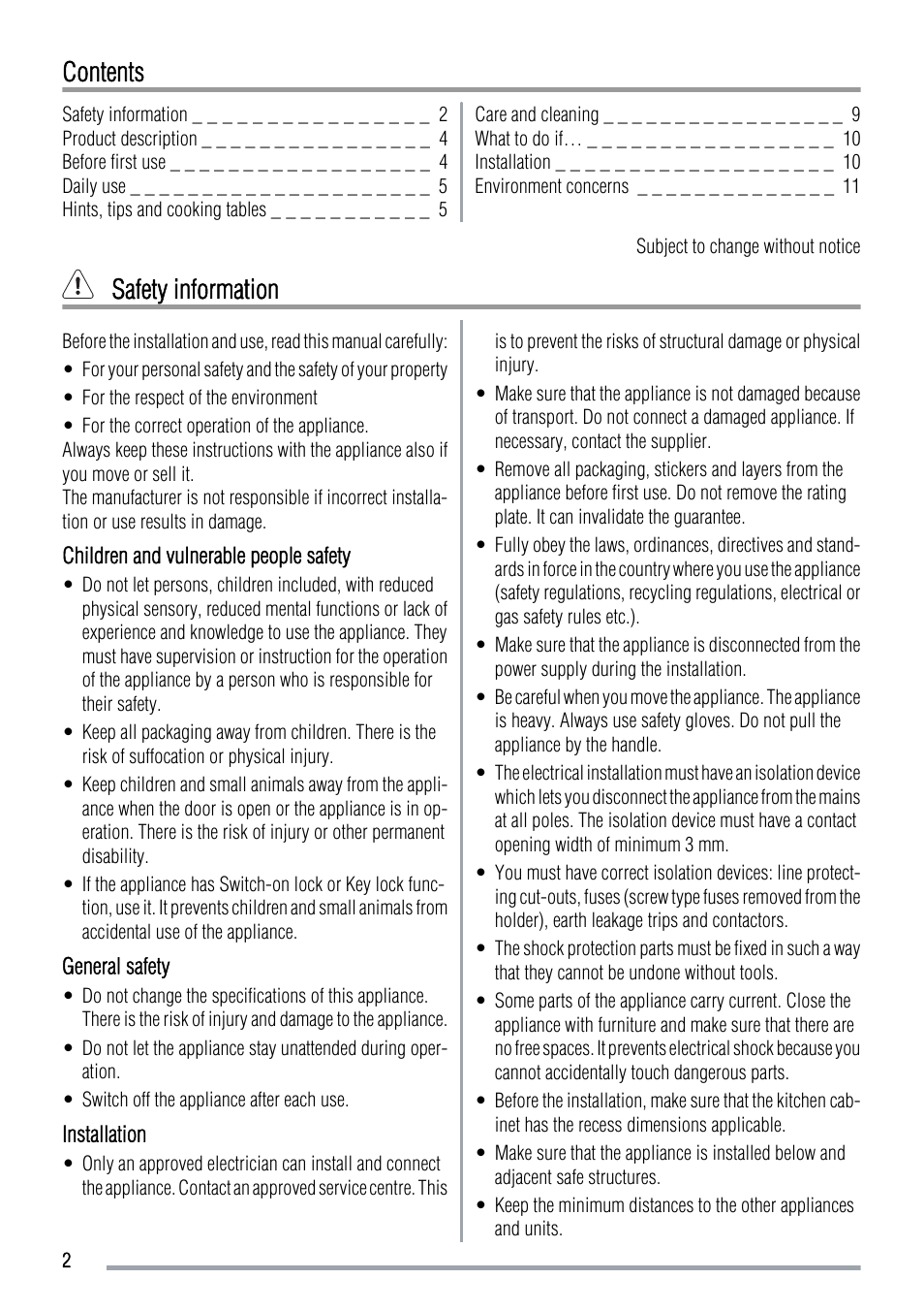 Zanussi ZOB142 User Manual | Page 2 / 12