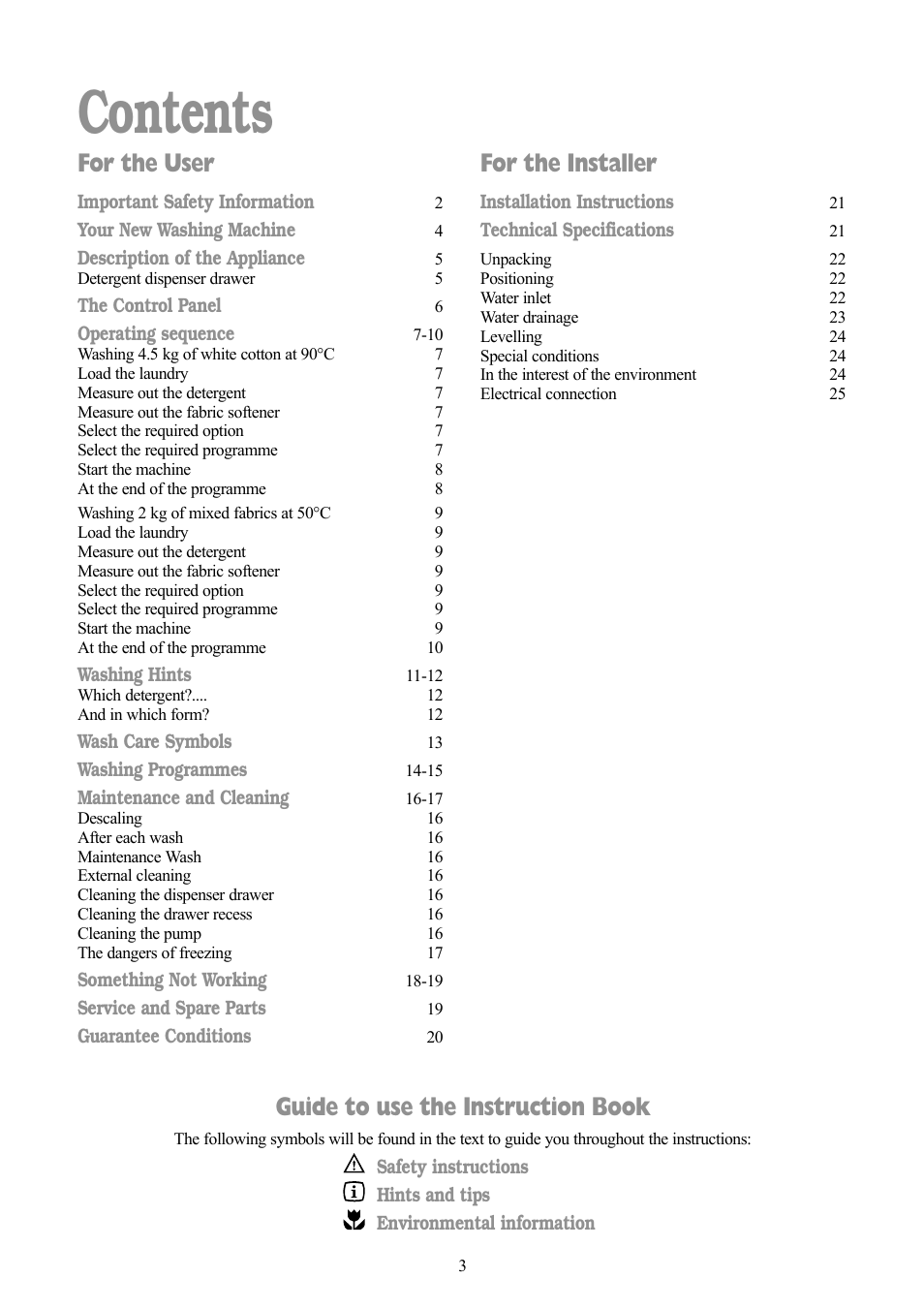 Zanussi F1003 W User Manual | Page 3 / 28