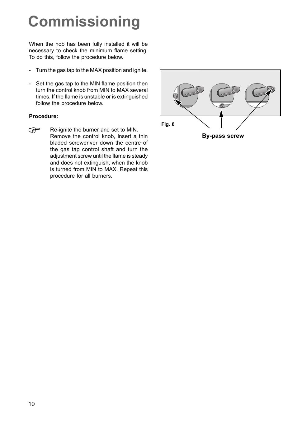 Commissioning | Zanussi ZGG649 User Manual | Page 10 / 11
