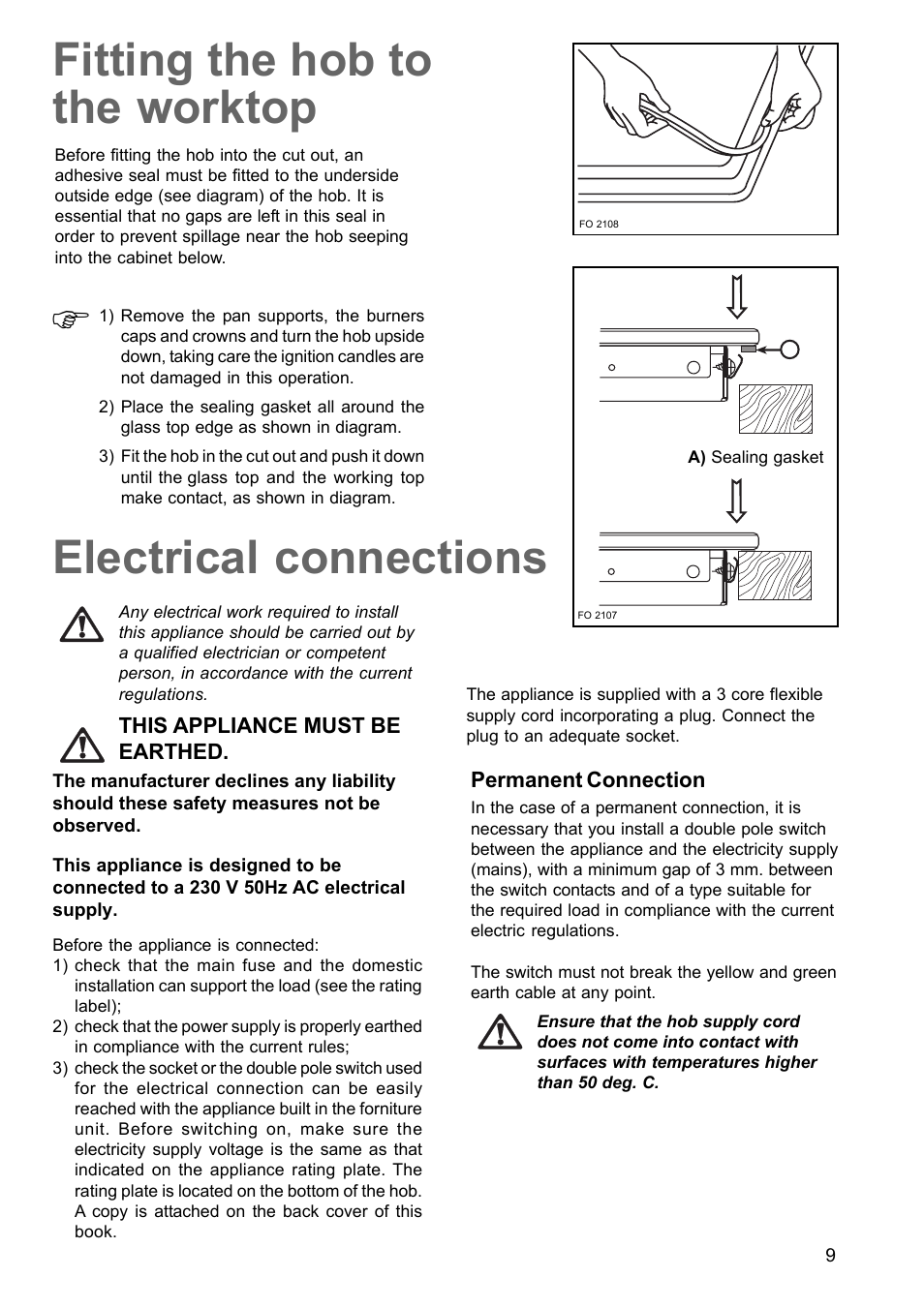 Zanussi ZGG649 User Manual | Page 9 / 11