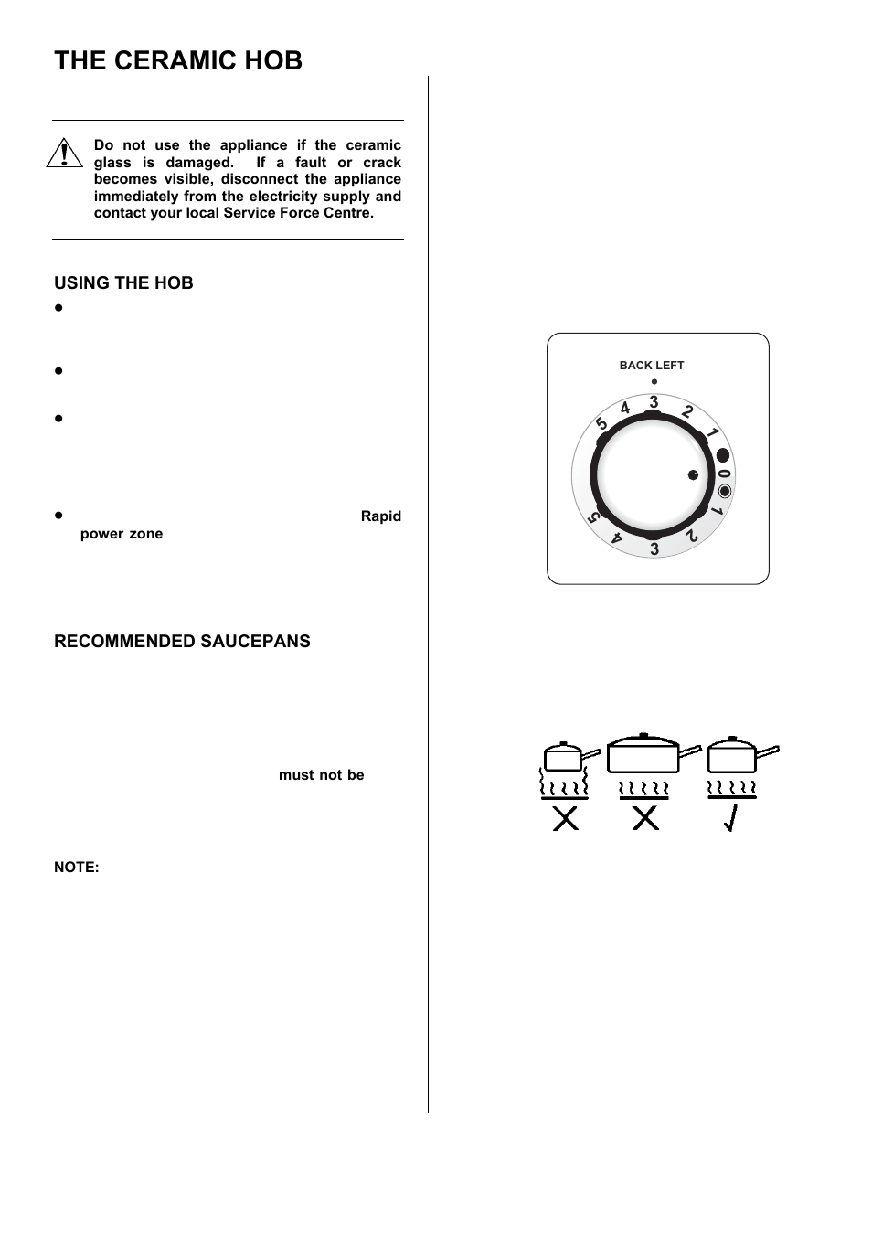 The ceramic hob | Zanussi ZCE 7551 User Manual | Page 10 / 32