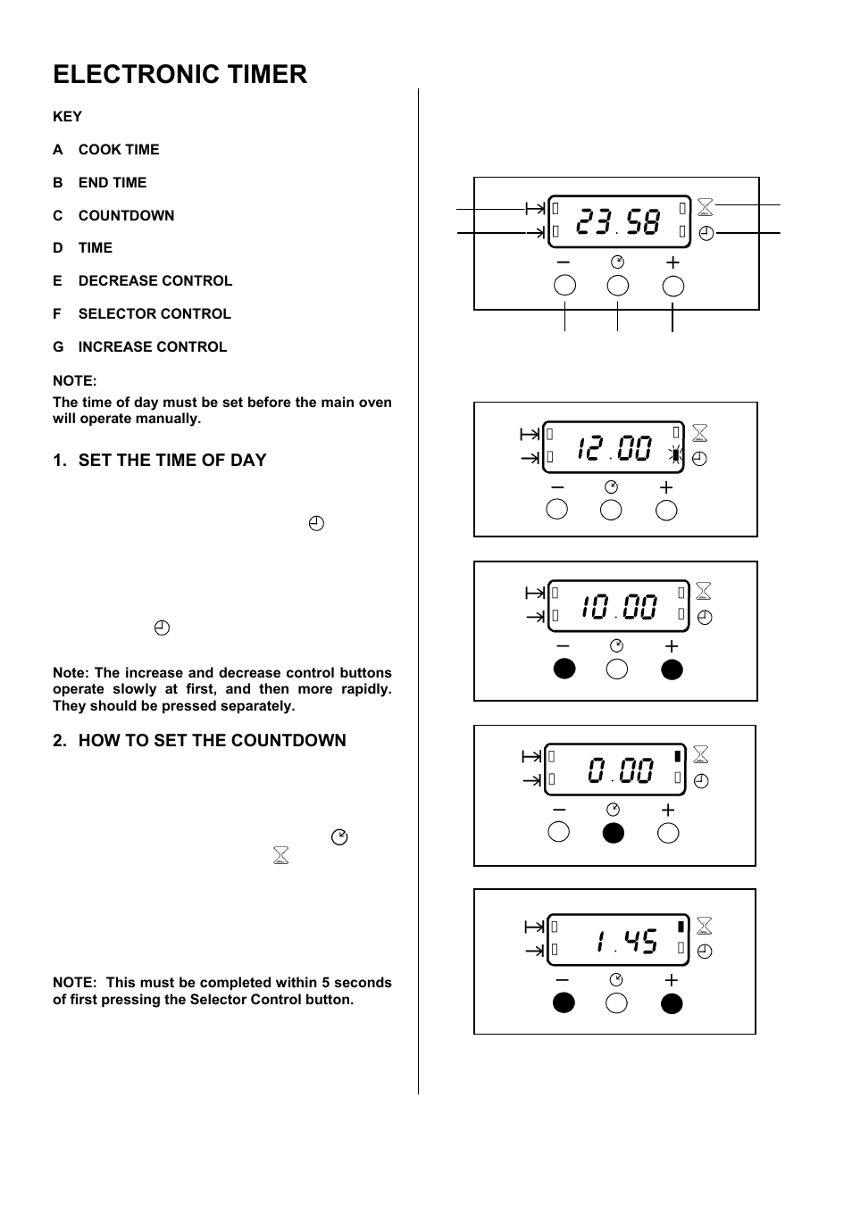 Electronic timer | Zanussi ZCE 7551 User Manual | Page 7 / 32