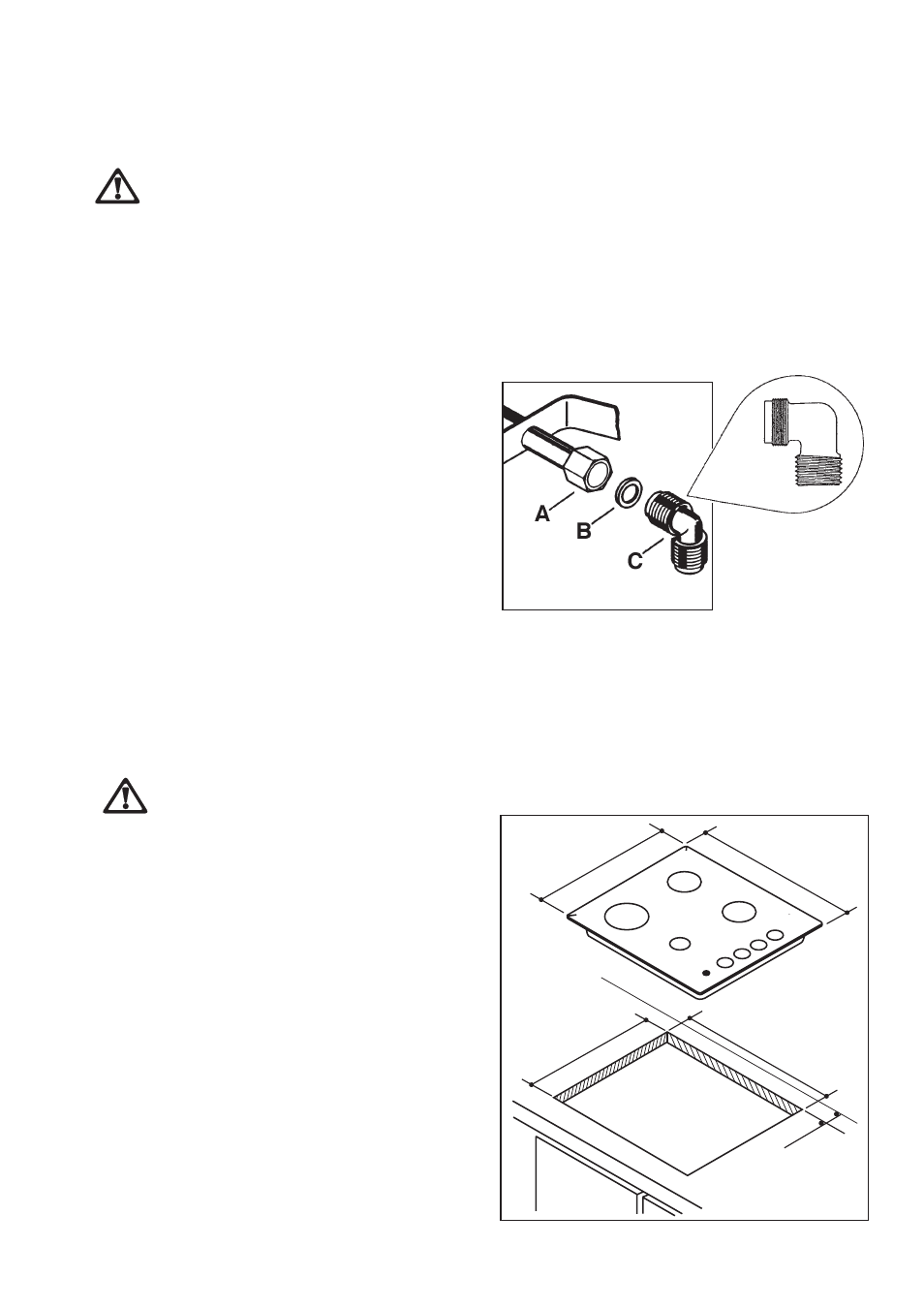 Installation, Gas connection, Cut out size | Zanussi ZAF 42 User Manual | Page 11 / 18