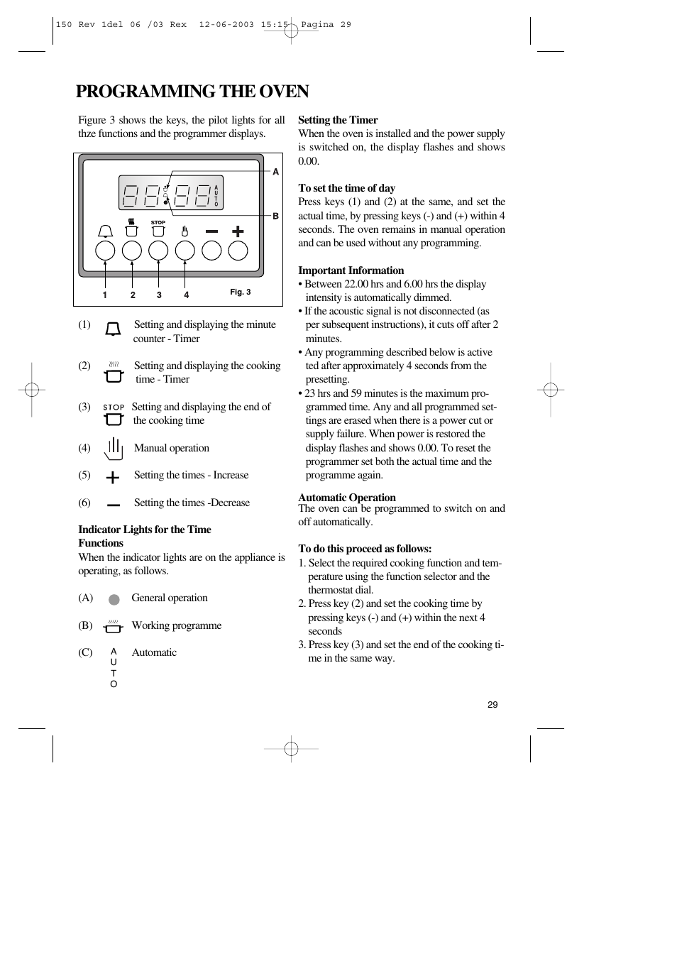 Programming the oven | Zanussi ZBM 799 User Manual | Page 9 / 24