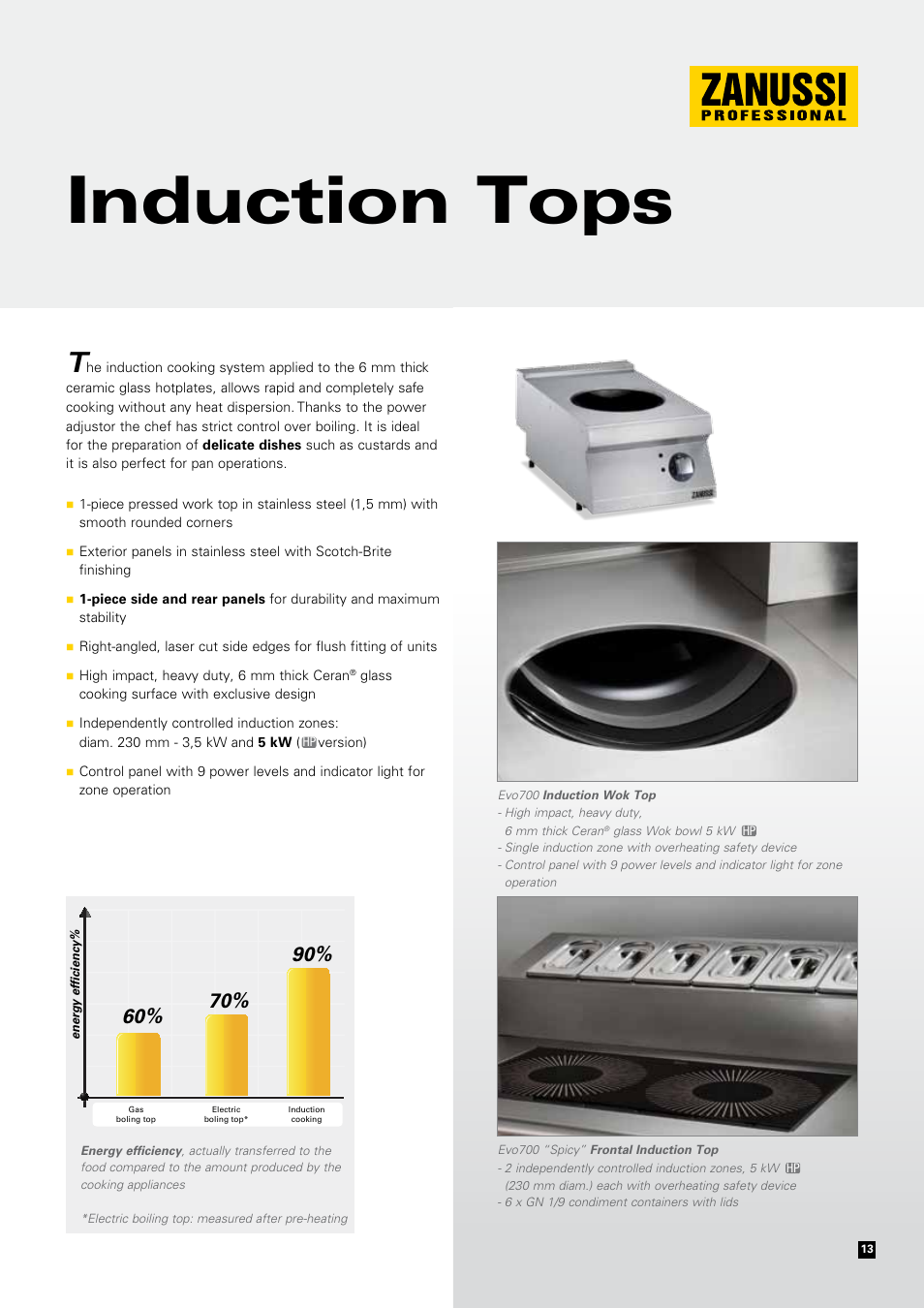 Induction tops | Zanussi EVOLUTION EVO700 User Manual | Page 13 / 32