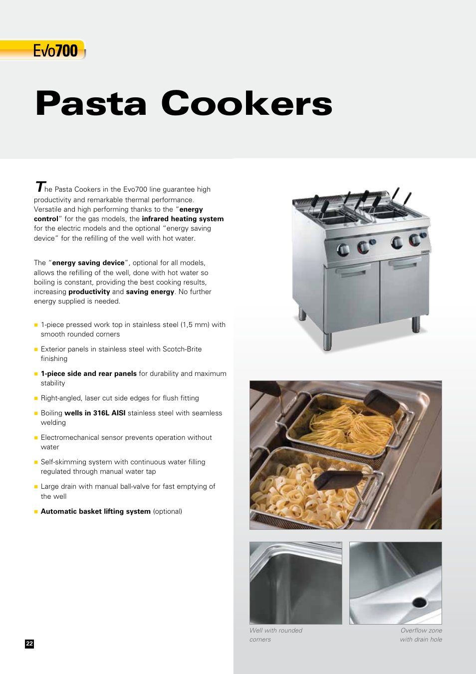 Pasta cookers | Zanussi EVOLUTION EVO700 User Manual | Page 22 / 32