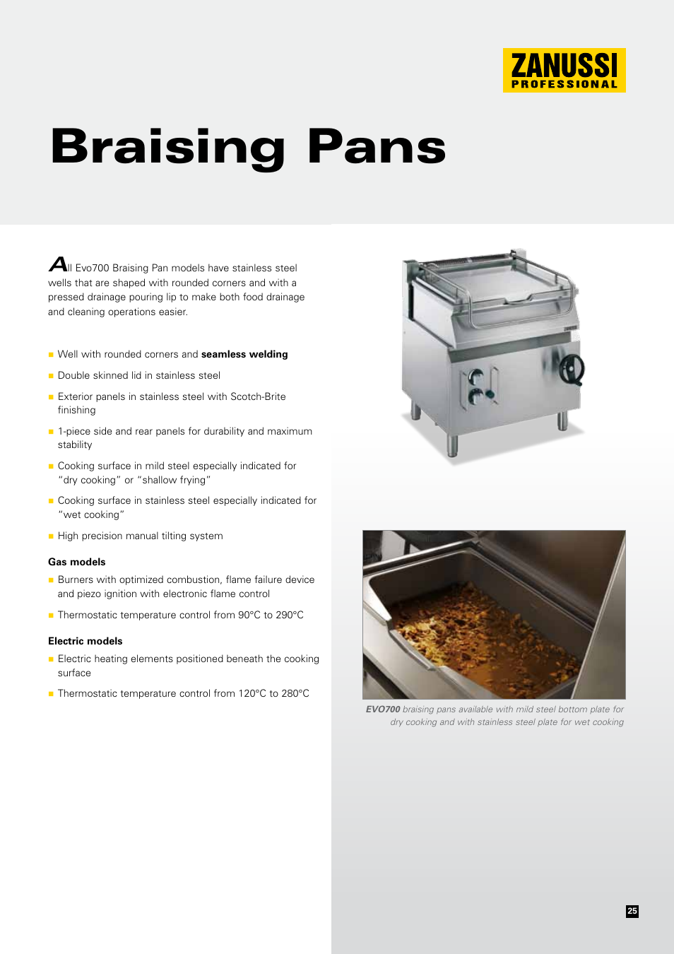 Braising pans | Zanussi EVOLUTION EVO700 User Manual | Page 25 / 32