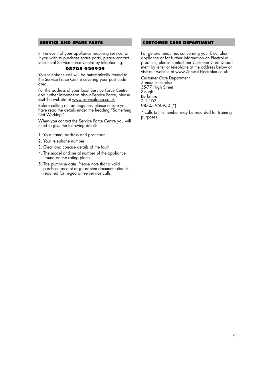 Zanussi SD 2811 W User Manual | Page 7 / 8