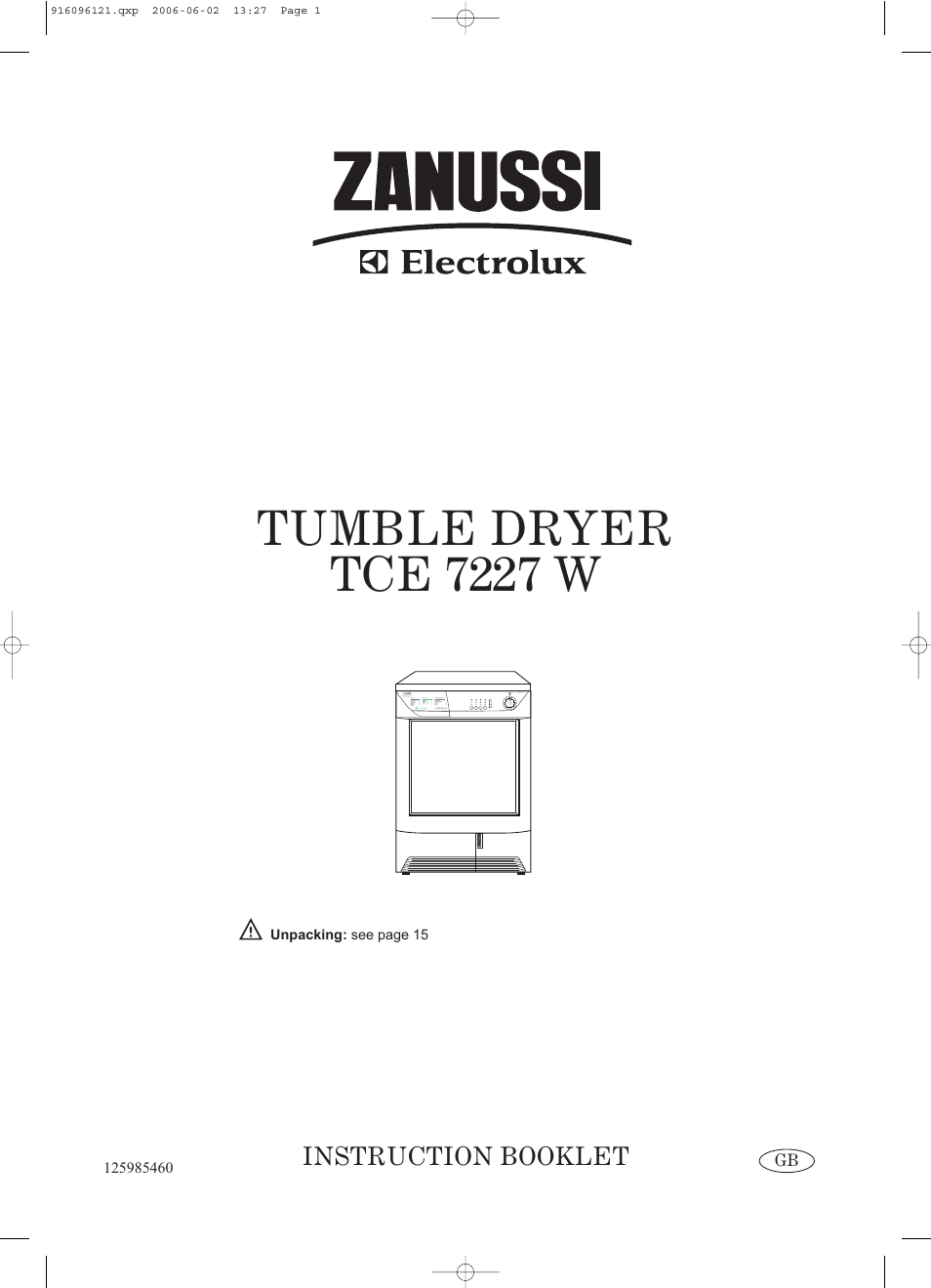 Zanussi TCE7227W User Manual | 17 pages