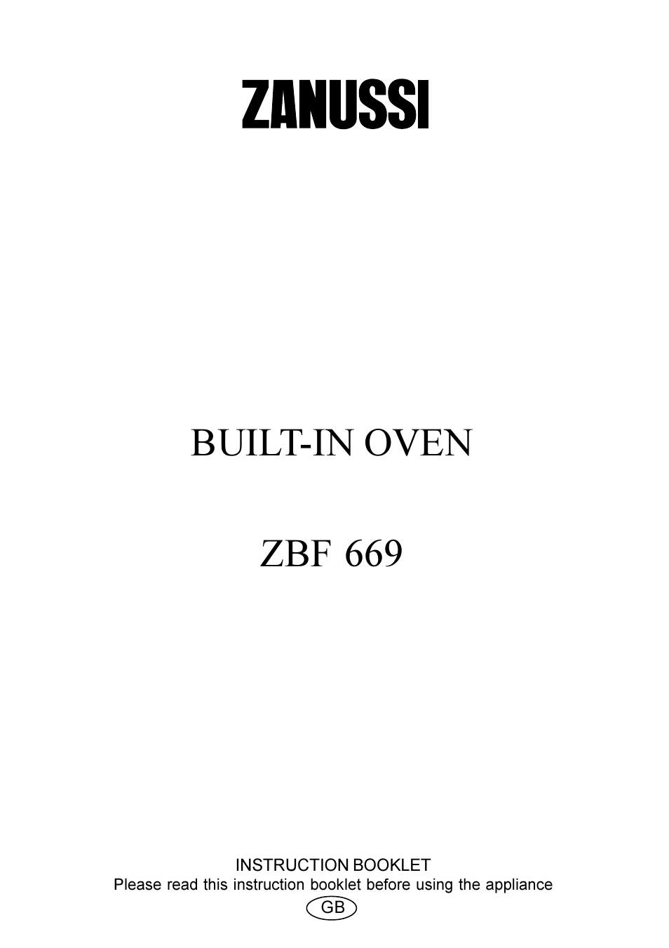 Zanussi ZBF 669 User Manual | 24 pages
