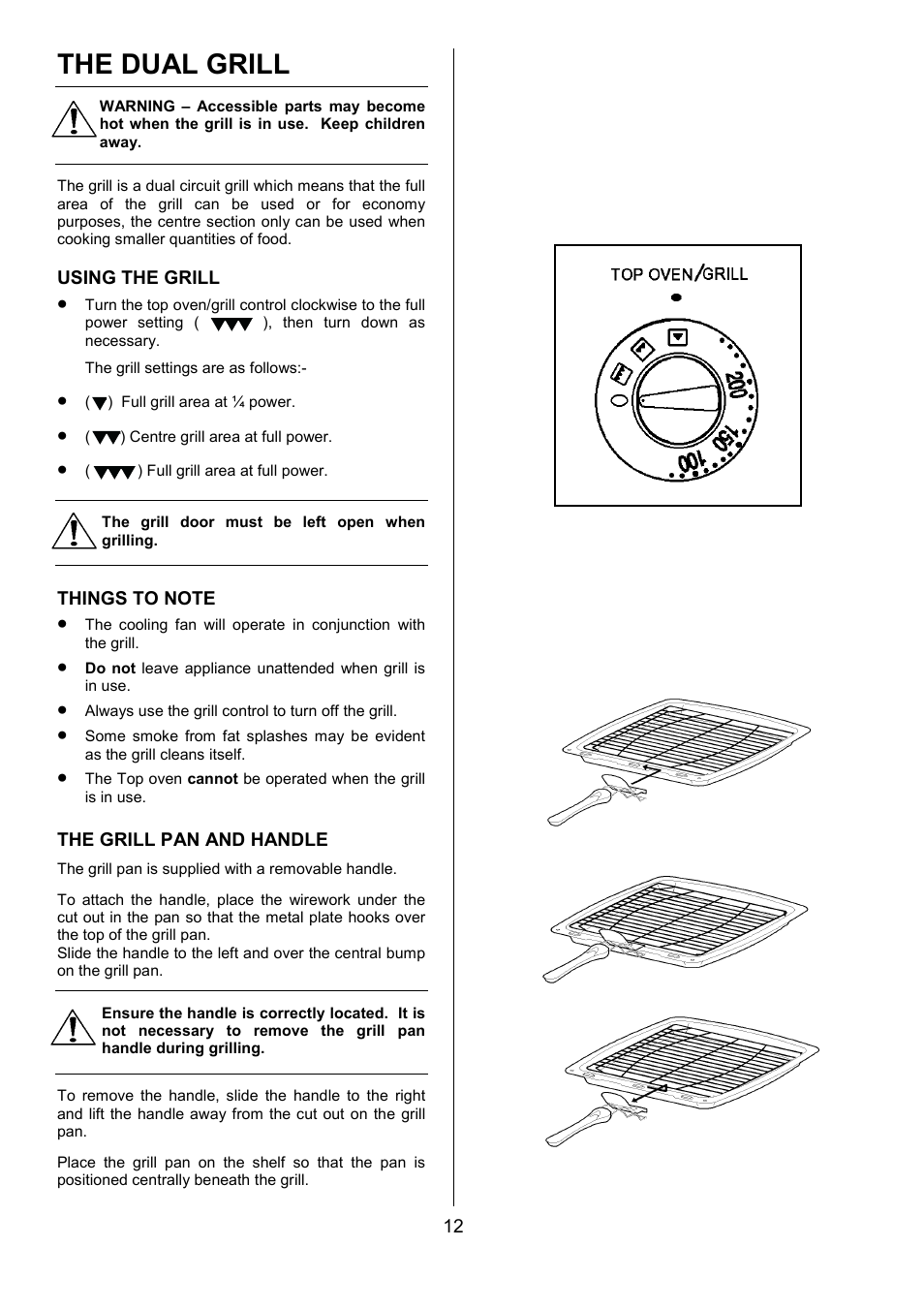 The dual grill | Zanussi ZCE 7680 User Manual | Page 12 / 32