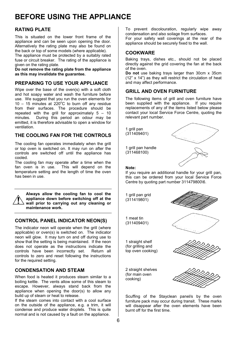Before using the appliance | Zanussi ZCE 7680 User Manual | Page 6 / 32