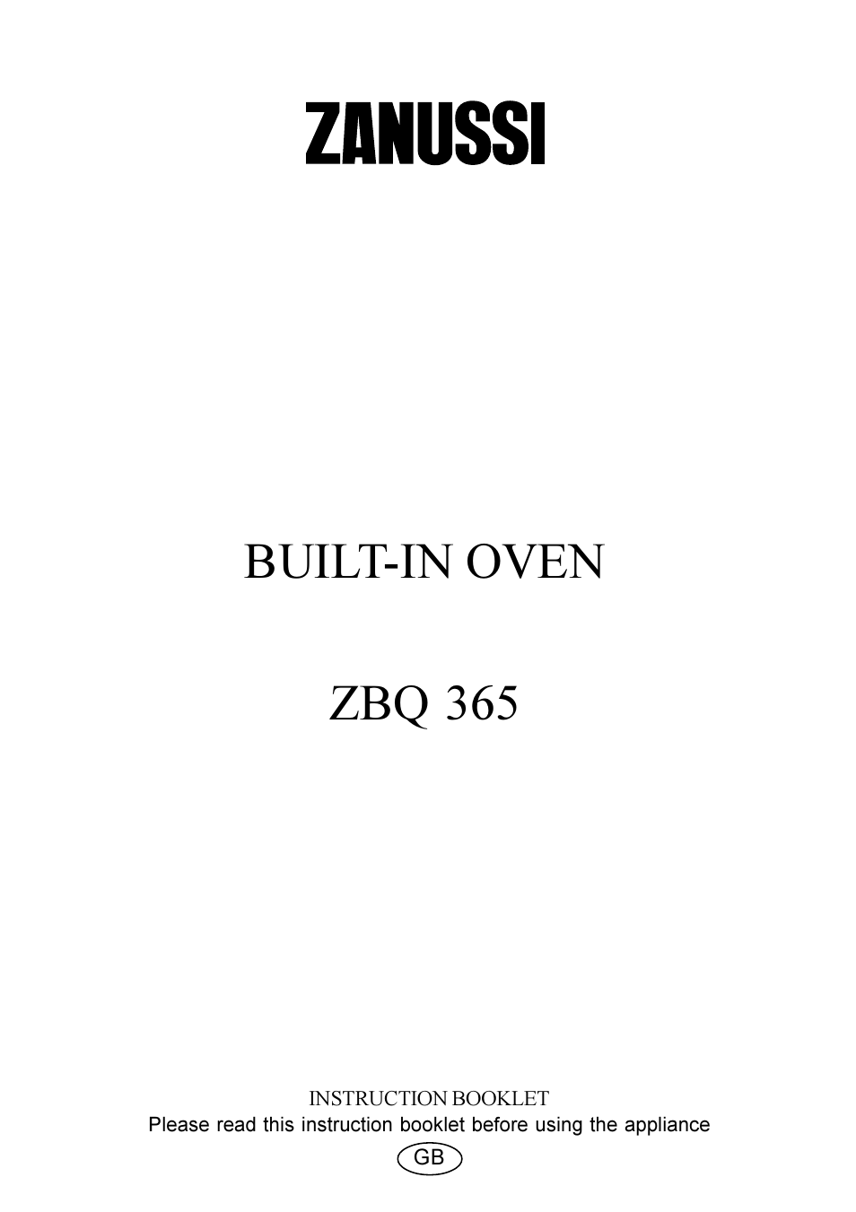 Zanussi ZBQ 365 User Manual | 20 pages