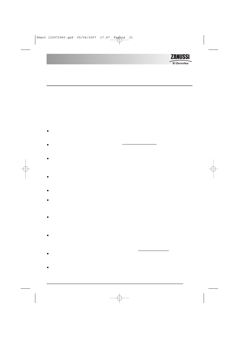 Guarantee conditions | Zanussi ZWF 16281 W User Manual | Page 31 / 36