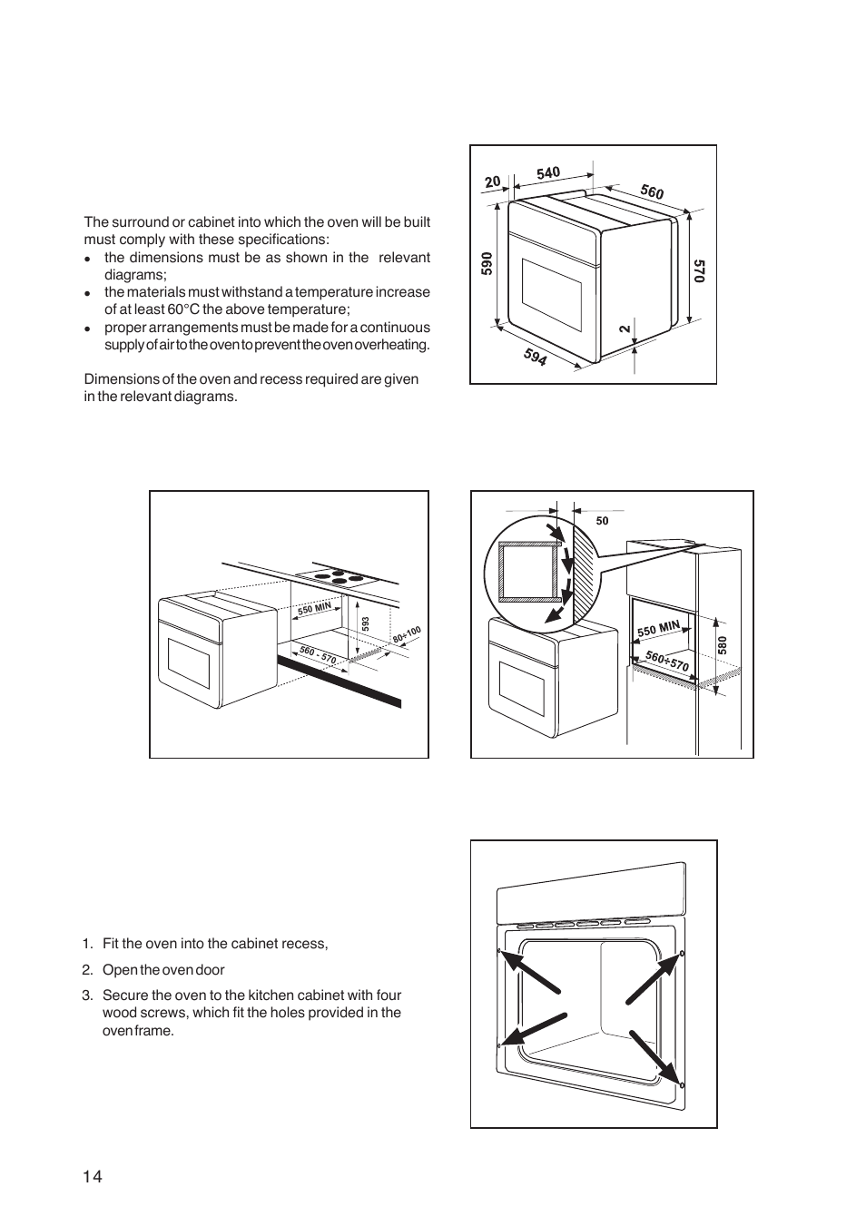 Building in, Securing the oven to the cabinet | Zanussi ZOB 160 User Manual | Page 14 / 20