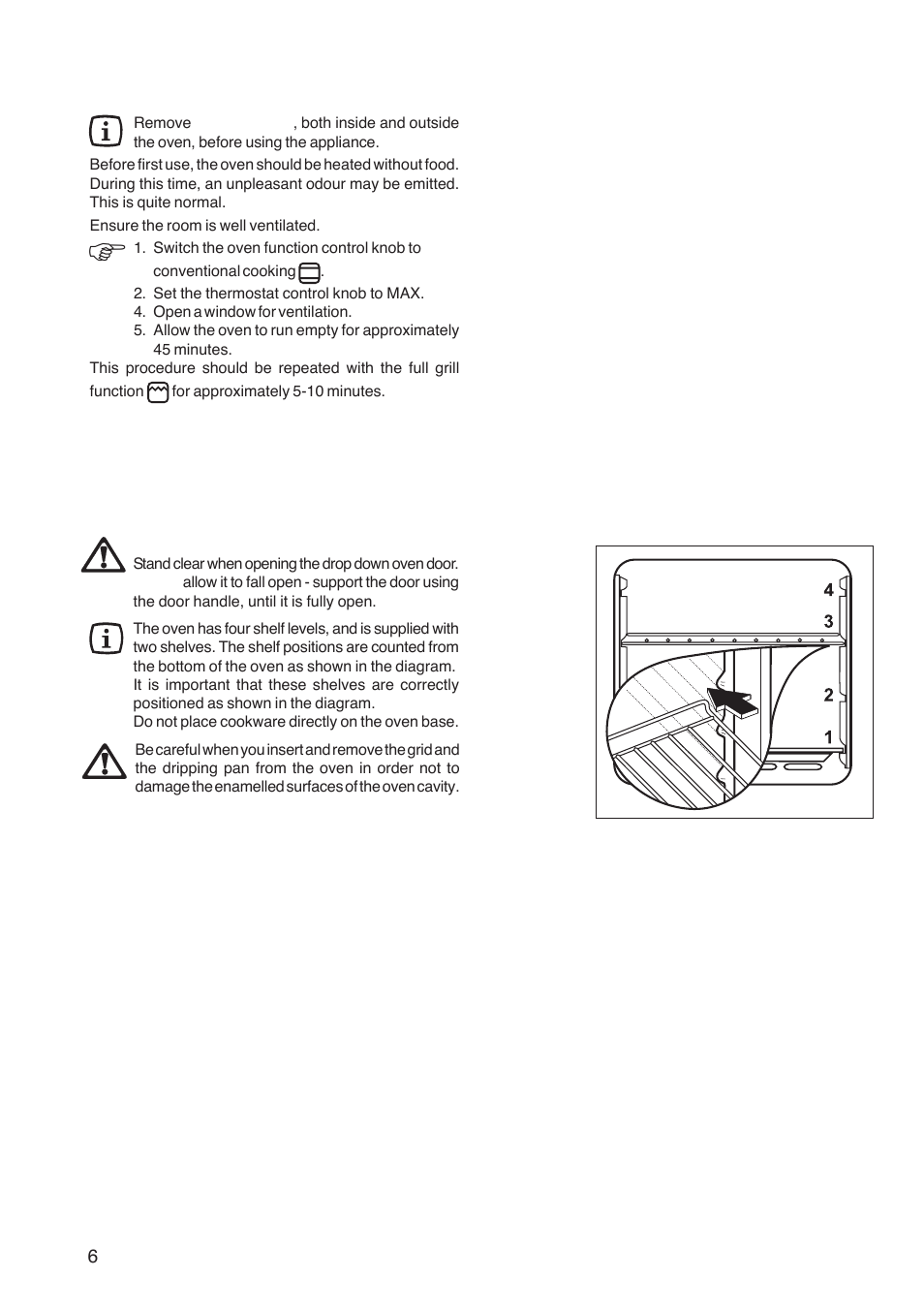 Using the oven, Before the first use | Zanussi ZOB 160 User Manual | Page 6 / 20