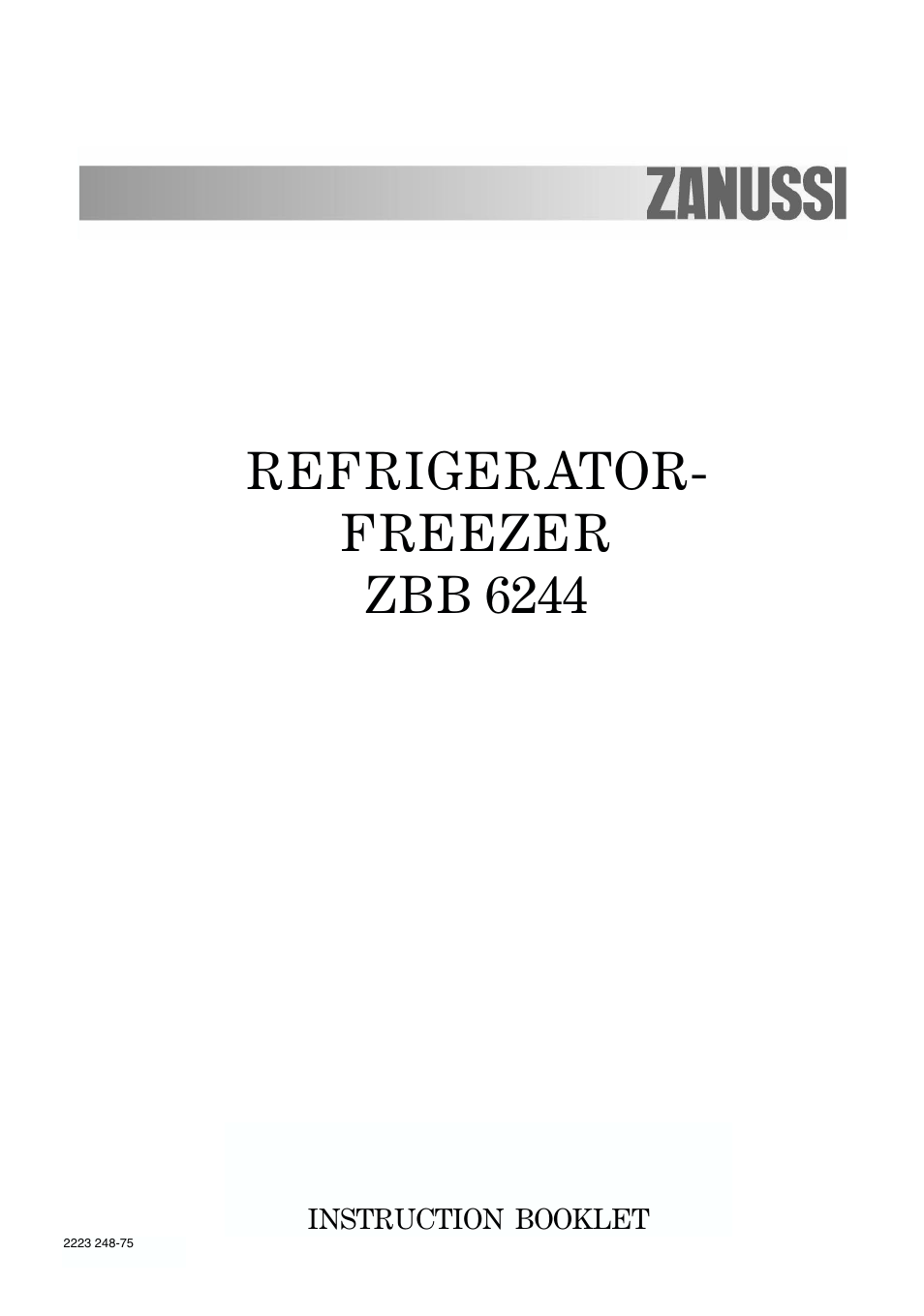 Zanussi ZBB 6244 User Manual | 20 pages