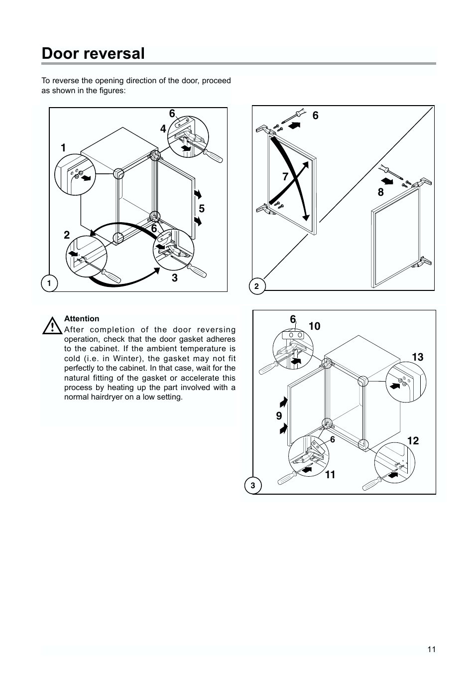 Door reversal | Zanussi ZUD 9154 A User Manual | Page 11 / 20