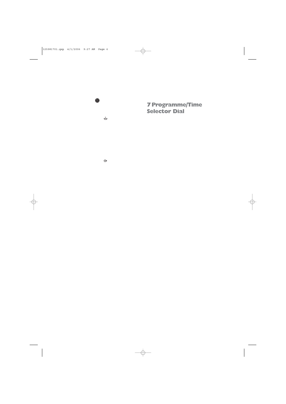 7 programme/time selector dial | Zanussi TCE 7127 W User Manual | Page 6 / 17