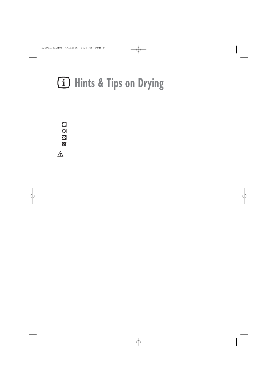 Hints & tips on drying | Zanussi TCE 7127 W User Manual | Page 9 / 17