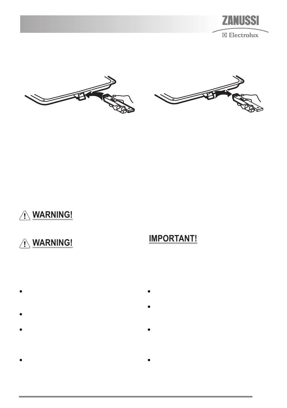 The grill pan and handle, Hints and tips, Warning | Important | Zanussi ZKC5030 User Manual | Page 15 / 36