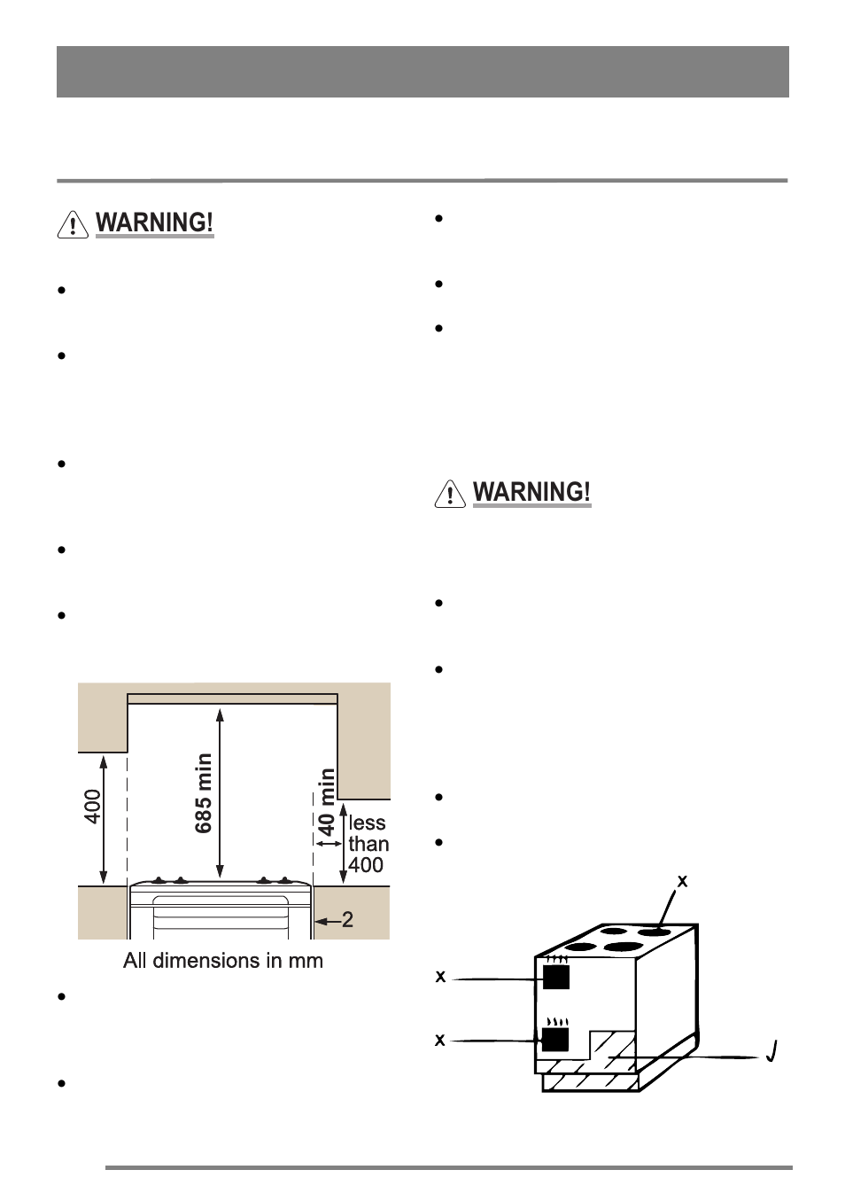 Installation instructions, Connecting to the electricity supply, Warning | Zanussi ZKC5030 User Manual | Page 30 / 36