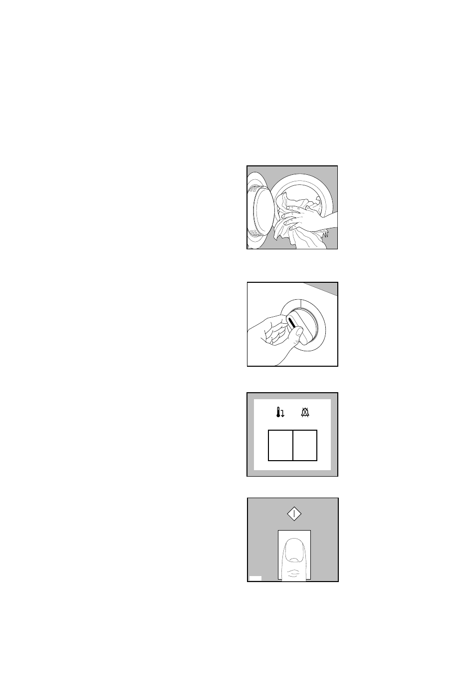 Operating sequence, Load the laundry, Select the drying time or the drying programme | Select the required options, Start the machine | Zanussi TDS 483 EW User Manual | Page 9 / 20