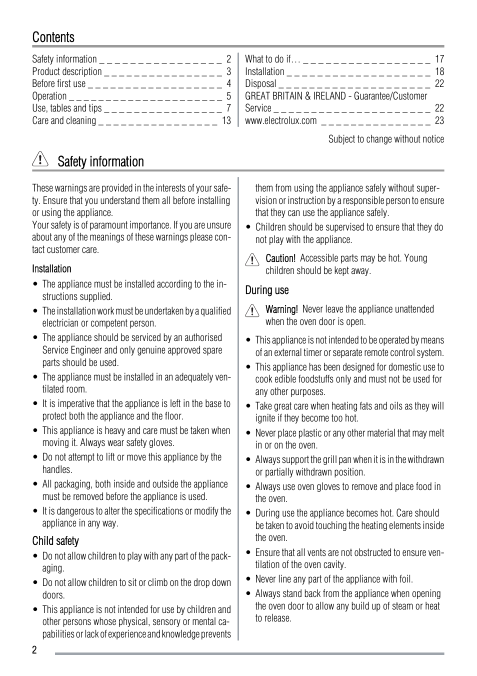 Zanussi ZOD370 User Manual | Page 2 / 28