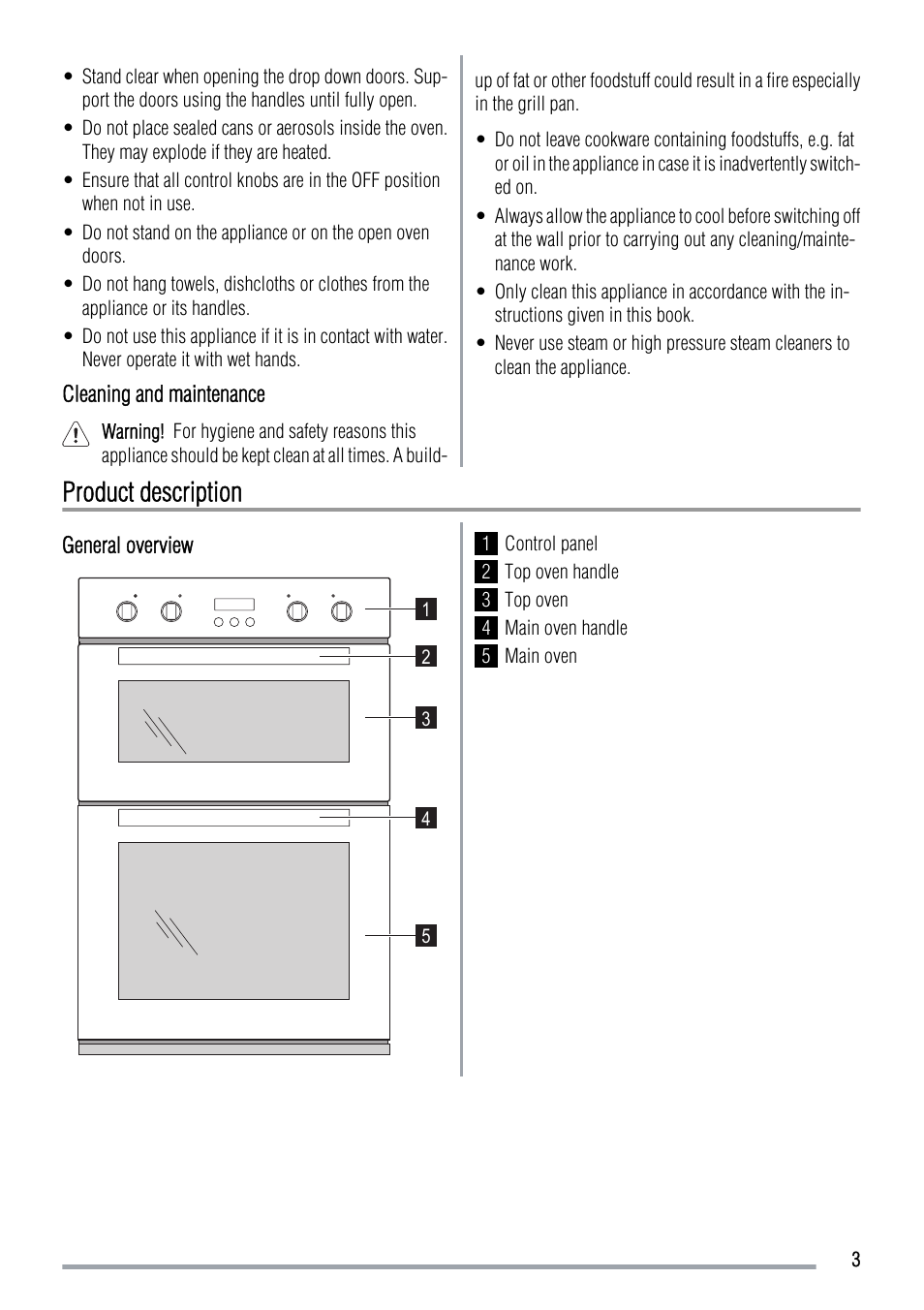 Product description | Zanussi ZOD370 User Manual | Page 3 / 28