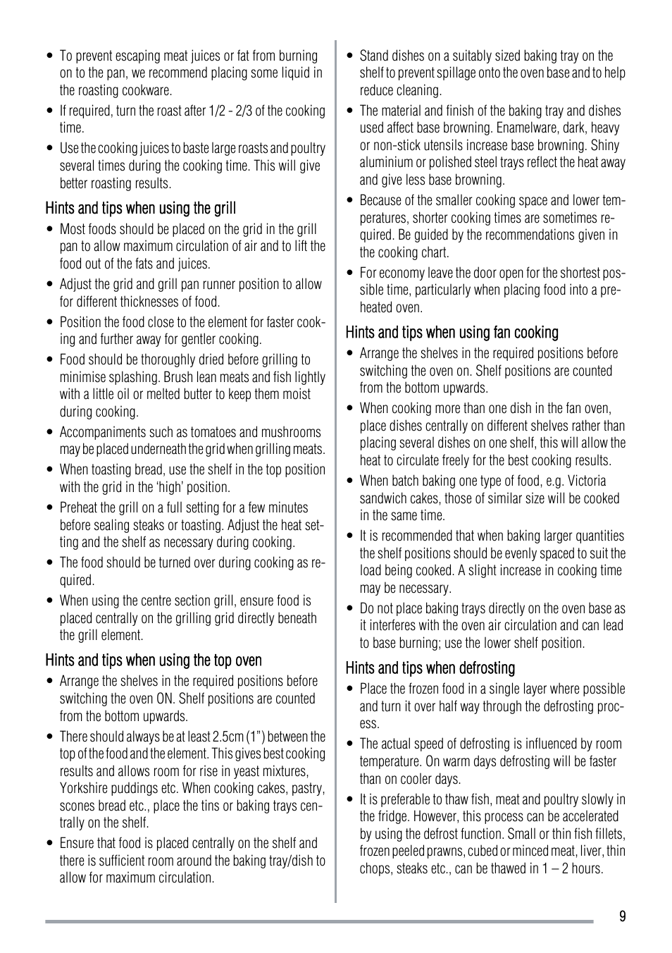 Zanussi ZOD370 User Manual | Page 9 / 28
