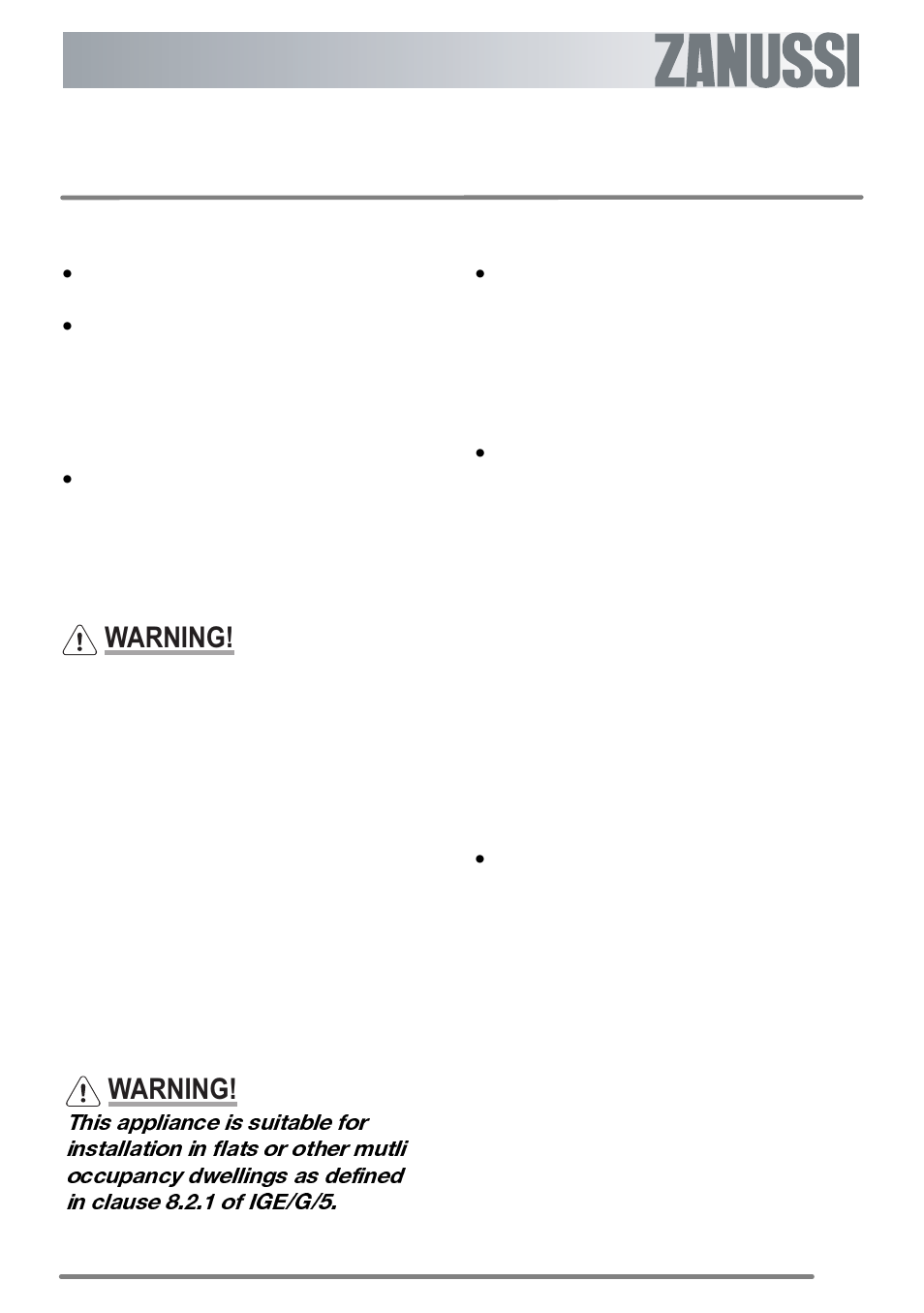 Installation instructions, Important – safety requirements, Provision for ventilation | Warning | Zanussi ZKG6040 User Manual | Page 27 / 36