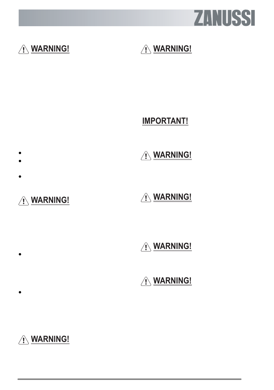 Hints and tips, Warning, Important | Zanussi ZKG6040 User Manual | Page 9 / 36