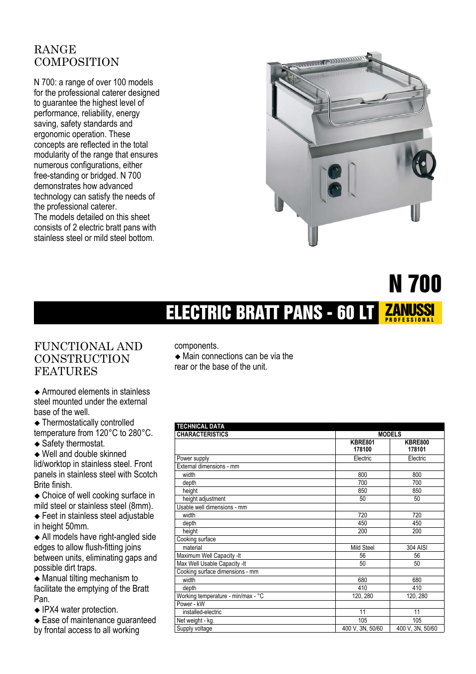 Zanussi N 700 User Manual | 2 pages