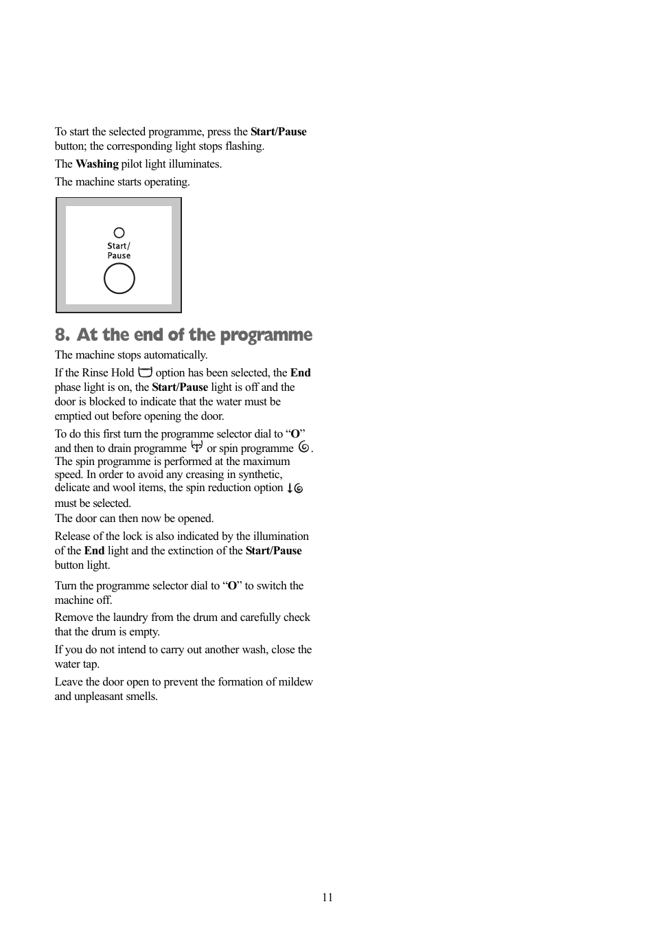 At the end of the programme | Zanussi ZWF 1415W User Manual | Page 11 / 27