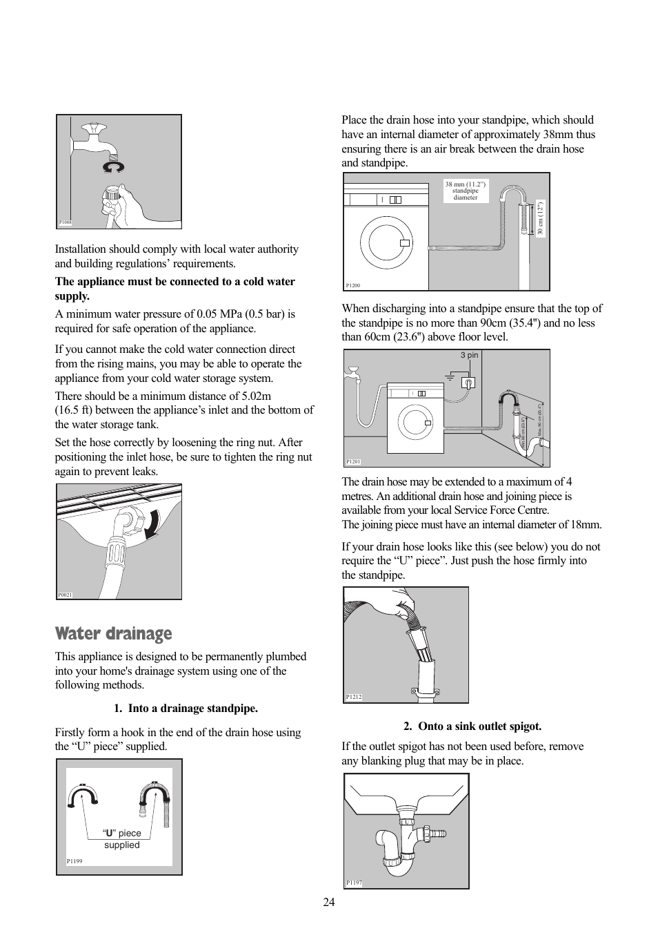 Water drainage | Zanussi ZWF 1415W User Manual | Page 24 / 27