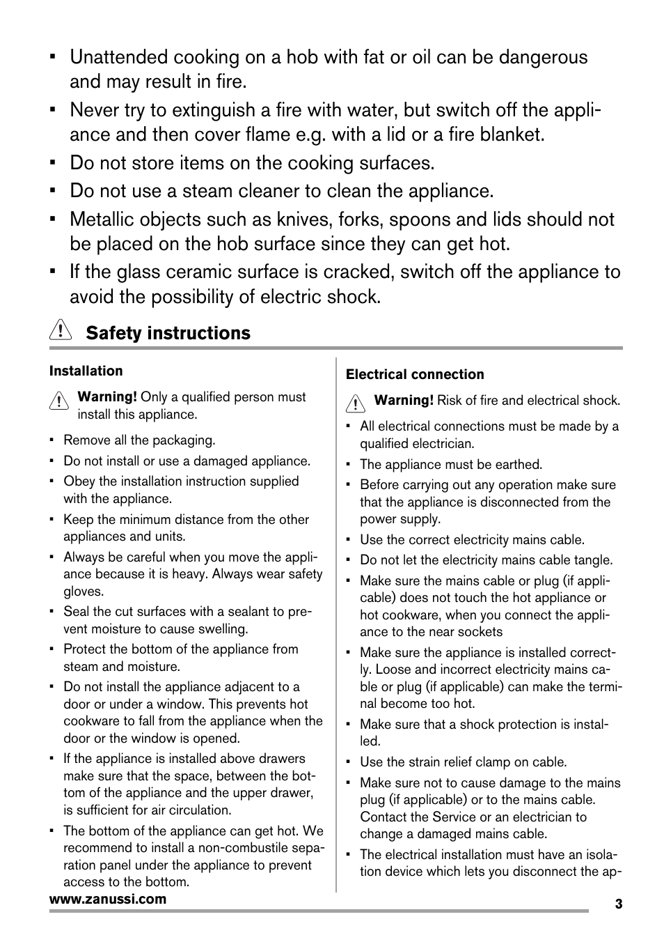 Safety instructions | Zanussi ZVM640F User Manual | Page 3 / 16