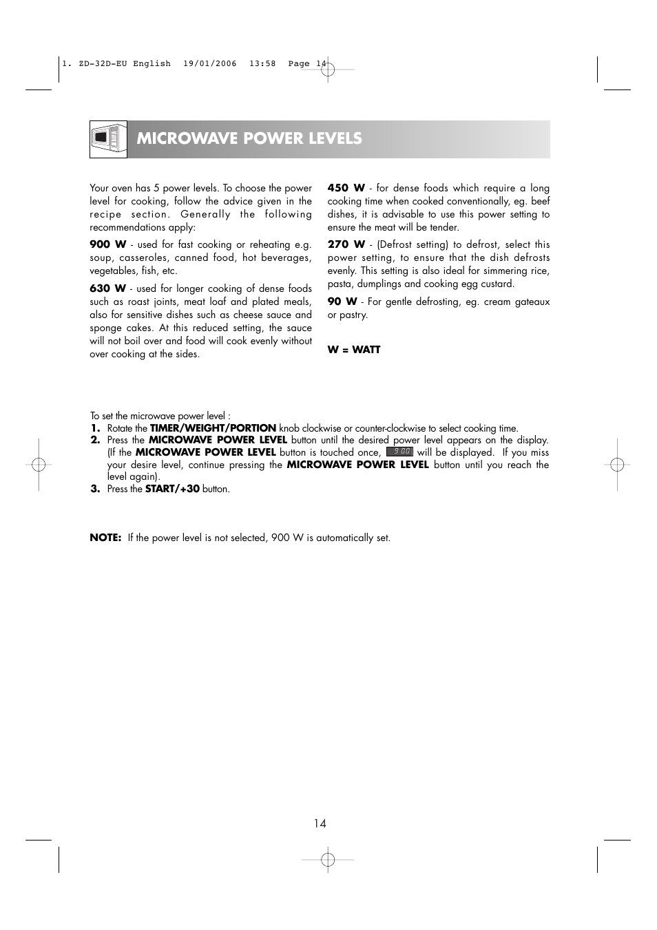 Microwave power levels | Zanussi ZM266 User Manual | Page 16 / 40