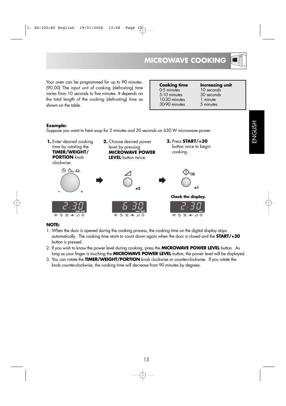 Microwave cooking, English | Zanussi ZM266 User Manual | Page 17 / 40