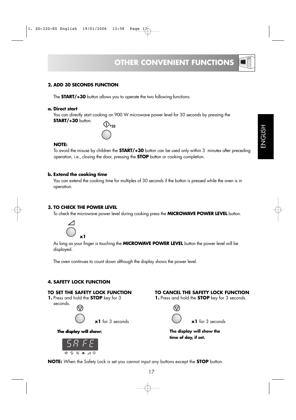 Other convenient functions, English | Zanussi ZM266 User Manual | Page 19 / 40