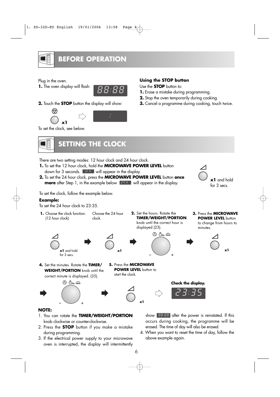 Before operation setting the clock | Zanussi ZM266 User Manual | Page 8 / 40