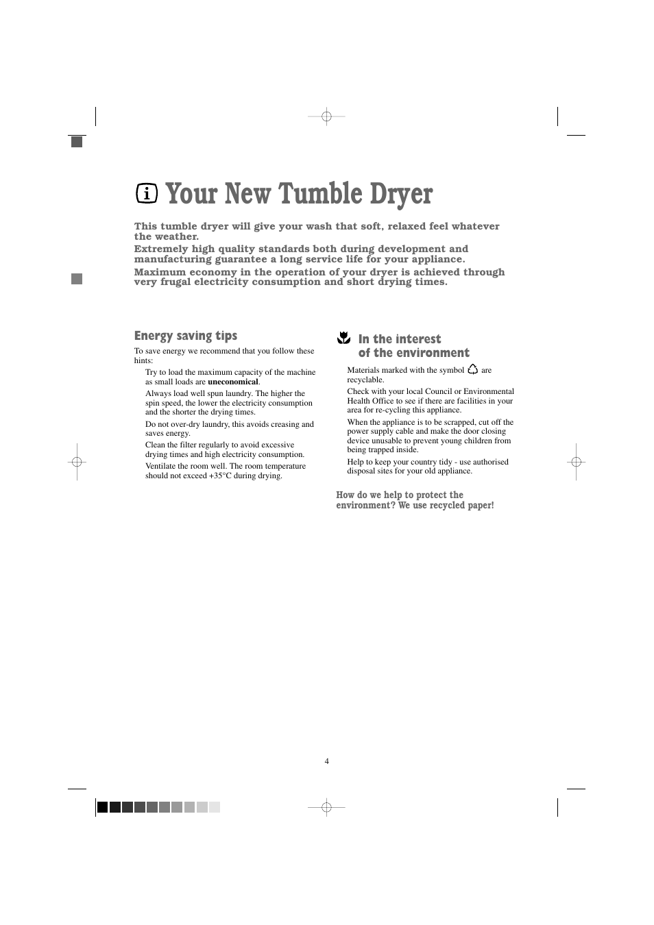 Your new tumble dryer, Energy saving tips | Zanussi TD 4100 W User Manual | Page 4 / 18