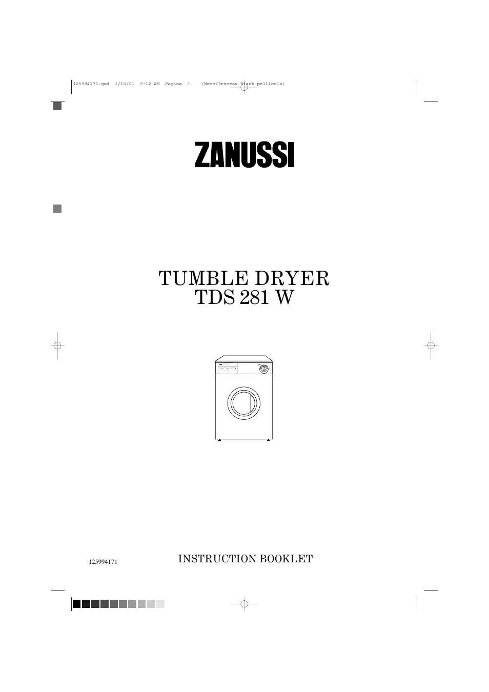 Zanussi TDS 281 W User Manual | 20 pages