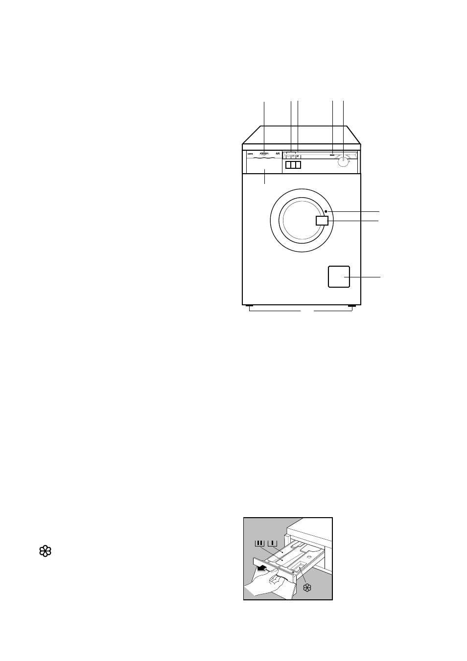 Description of the appliance, Door locked light, Detergent dispenser drawer | Zanussi FJ 1094 G User Manual | Page 5 / 26