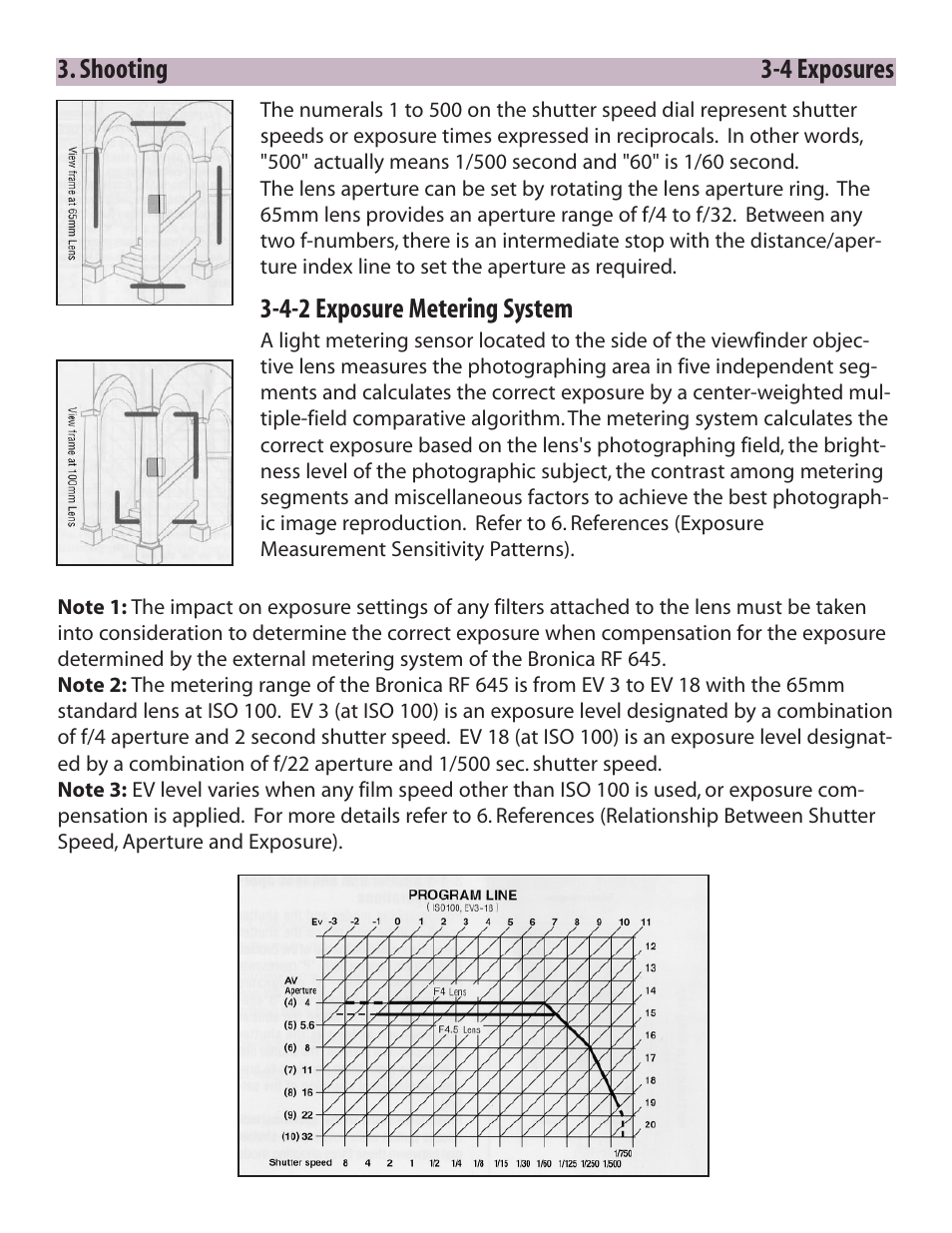 Shooting 3-4 exposures, 4-2 exposure metering system | Zhumell Rangefinder RF645 User Manual | Page 16 / 33