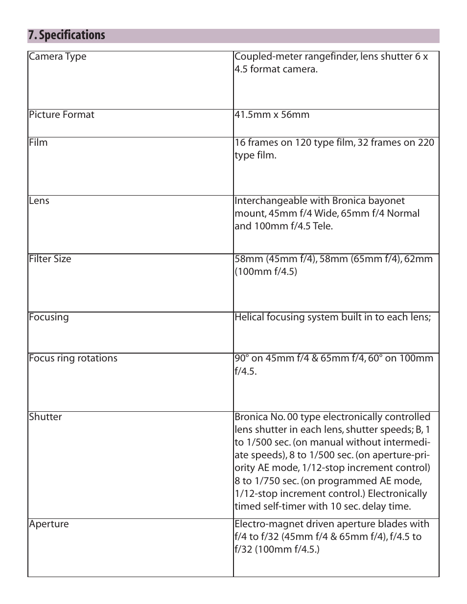 Specifications | Zhumell Rangefinder RF645 User Manual | Page 29 / 33