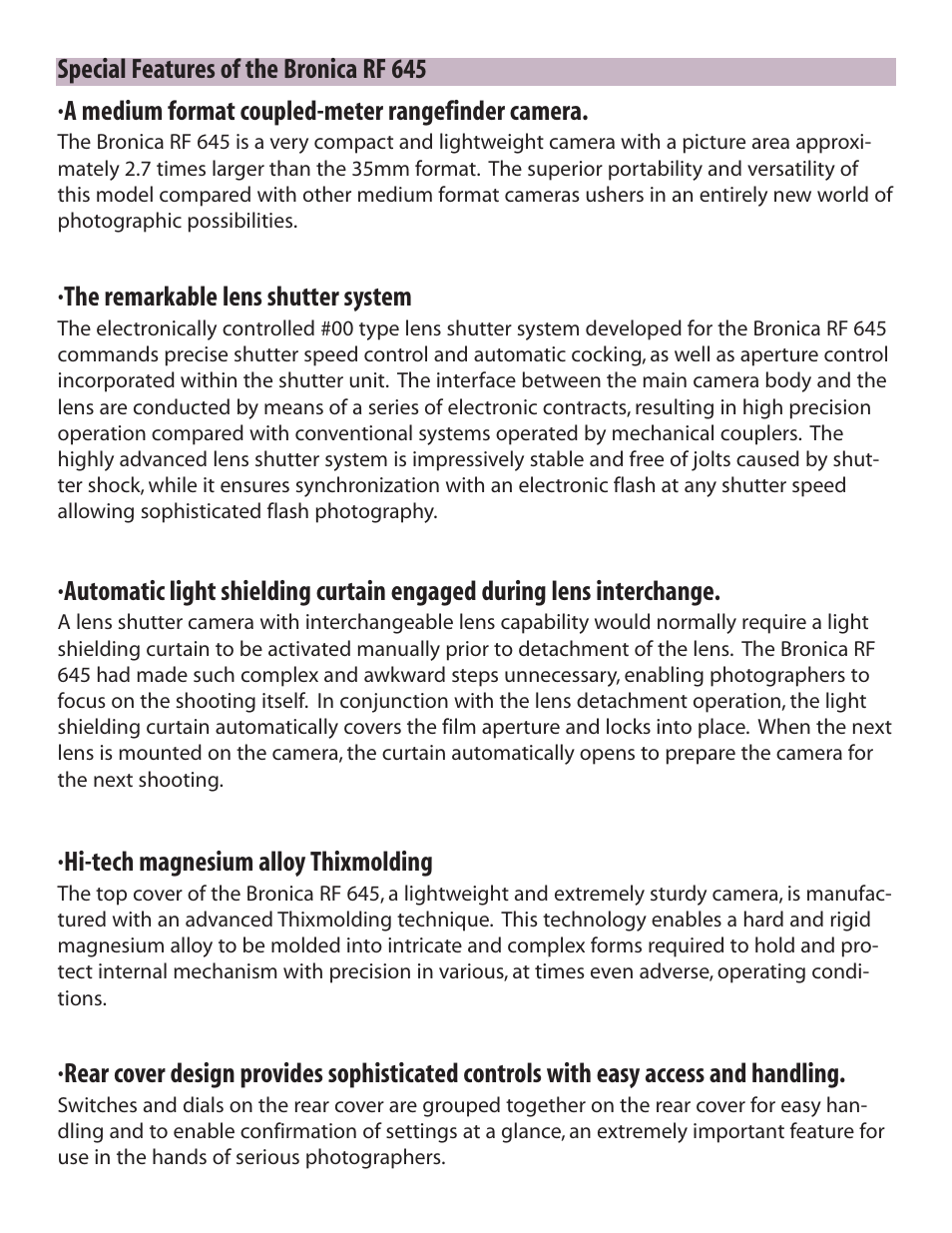 The remarkable lens shutter system, Hi-tech magnesium alloy thixmolding | Zhumell Rangefinder RF645 User Manual | Page 3 / 33